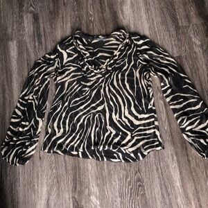 Tahari Sheer Long Sleeve Patterned Top